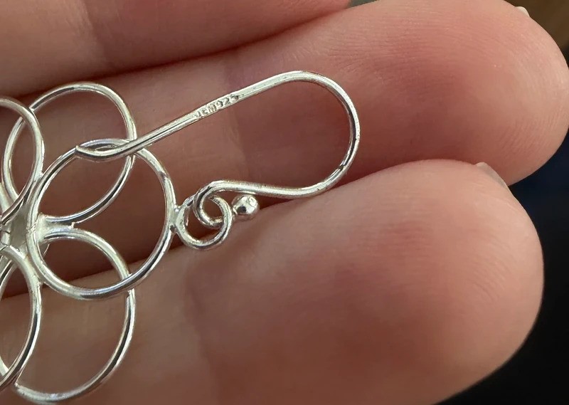 Vintage Sterling Silver Flower Dangle Earrings