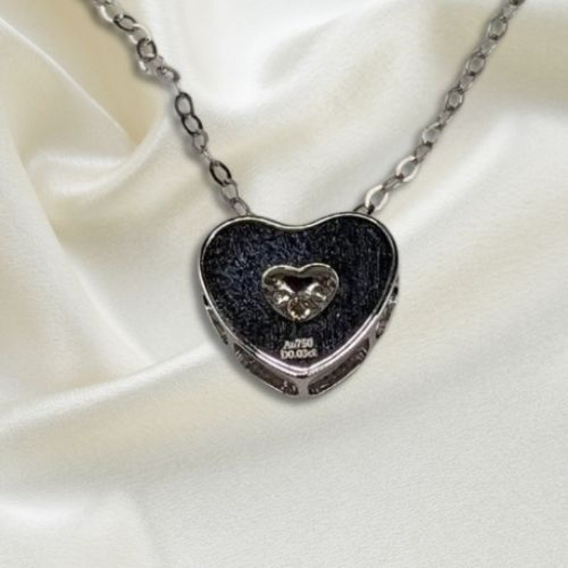 Sparkling Heartbeat: Solid 18k White Gold Diamond Pendant Necklace
