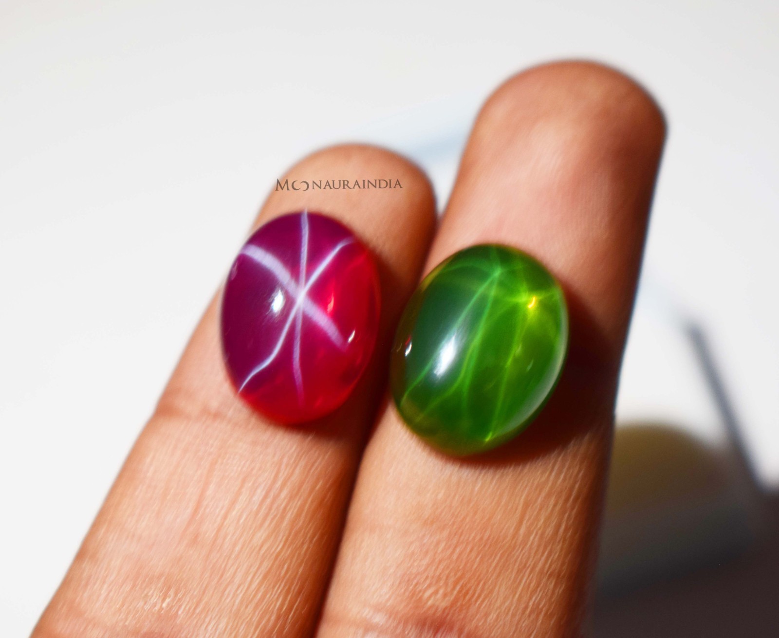 Natural Star Ruby & Star Green Sapphire Gemstone Pair 20Ct Oval cut Combo Offer