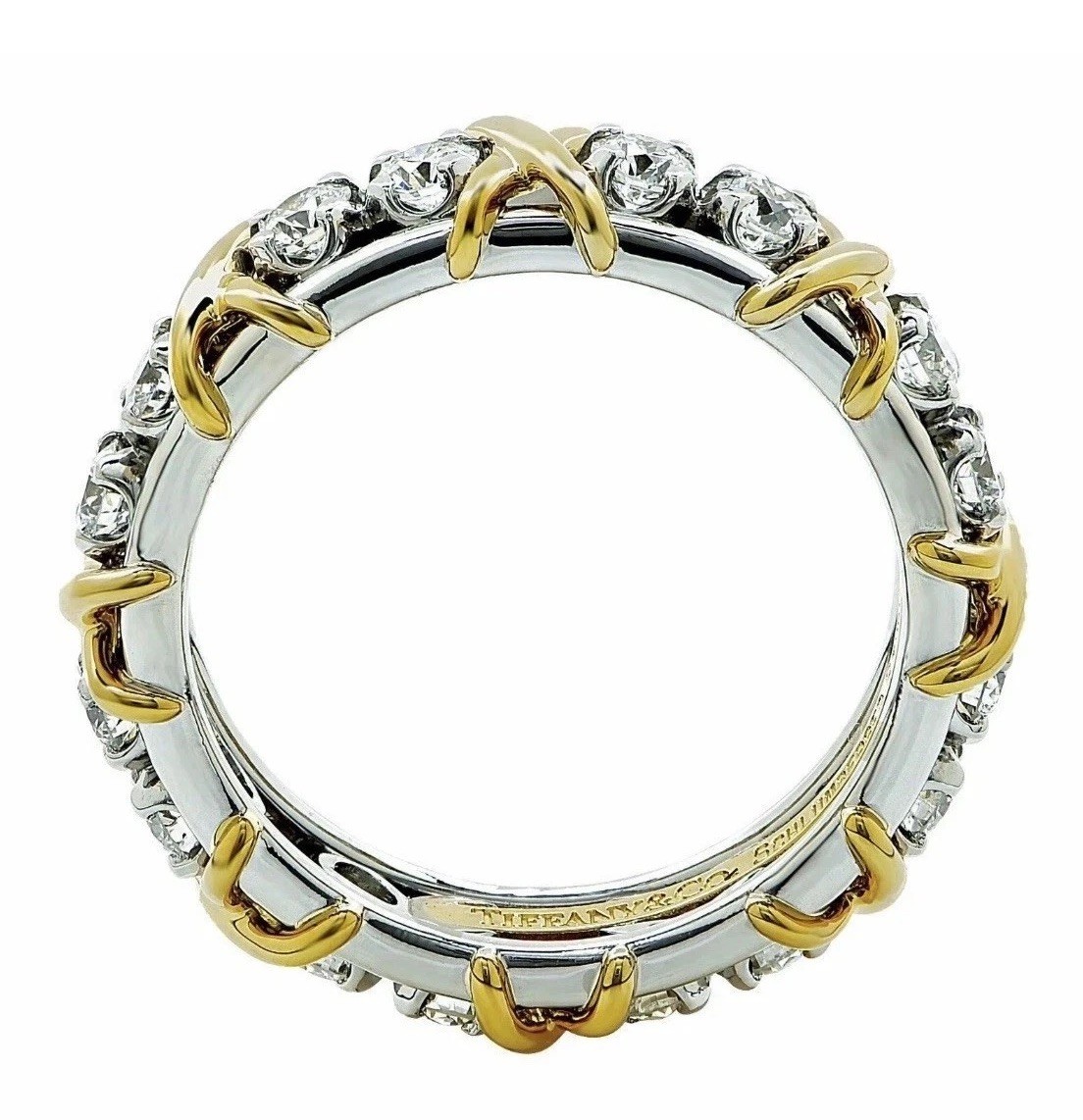 TIFFANY & CO. JEAN SCHLUMBERGER SIXTEEN 16 STONE DIAMOND 18K GOLD BAND RING 7.5