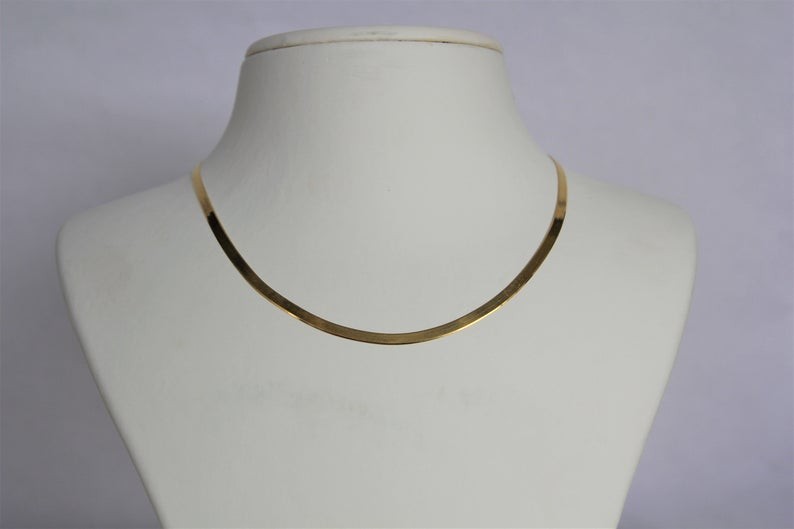 18K Yellow Gold Filled 2mm/3mm/4mm/5mm wide * 16″-24″ Herringbone Chain Necklace