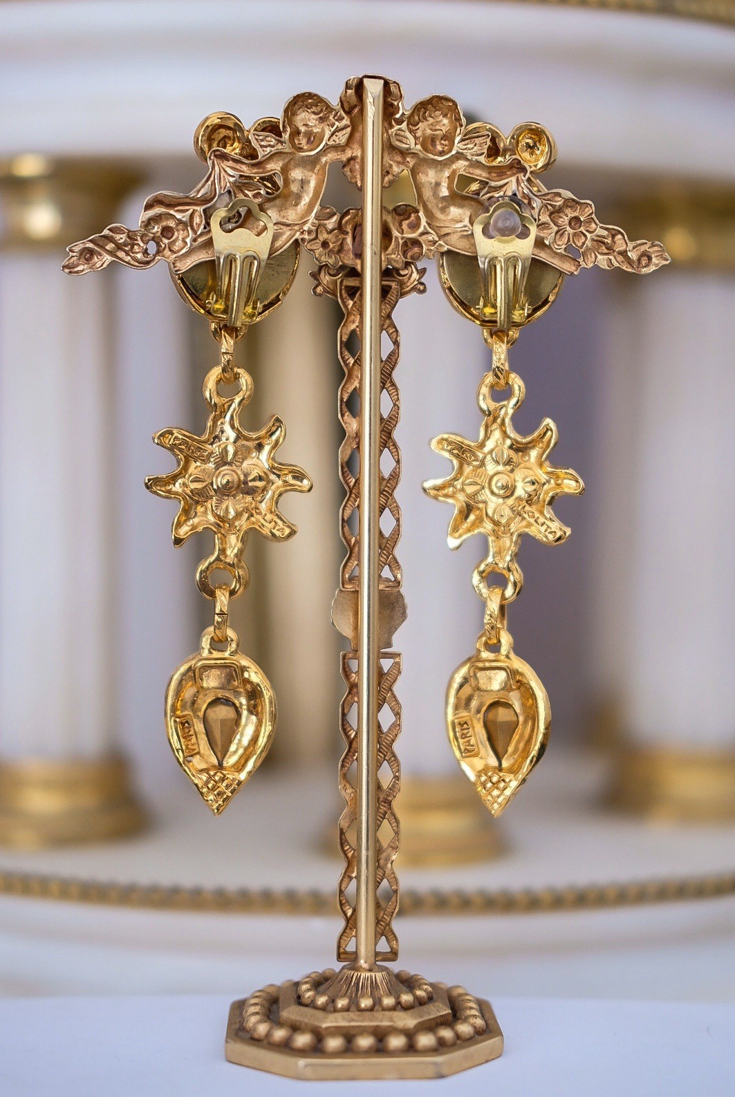 Hanna Bernhard Gold Plated One of a Kind Baroque Statement Sun Earrings