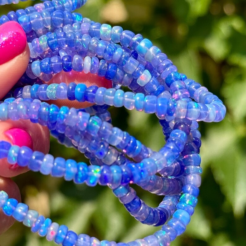 Blue Opal Beads, 3mm to 4mm, Blue Gemstone Beads, Blue Ethiopian Opal,