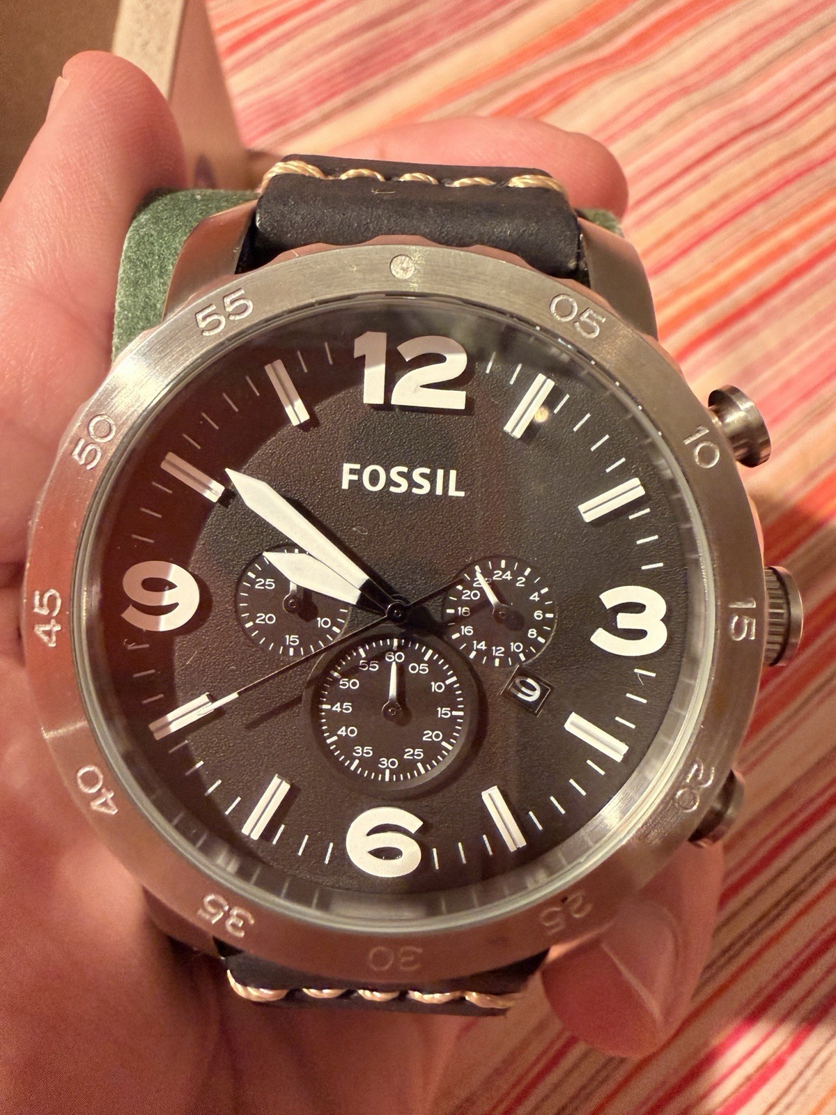 Fossil Nate JR1355 Chronograph Brown Wood-Dial – MINT