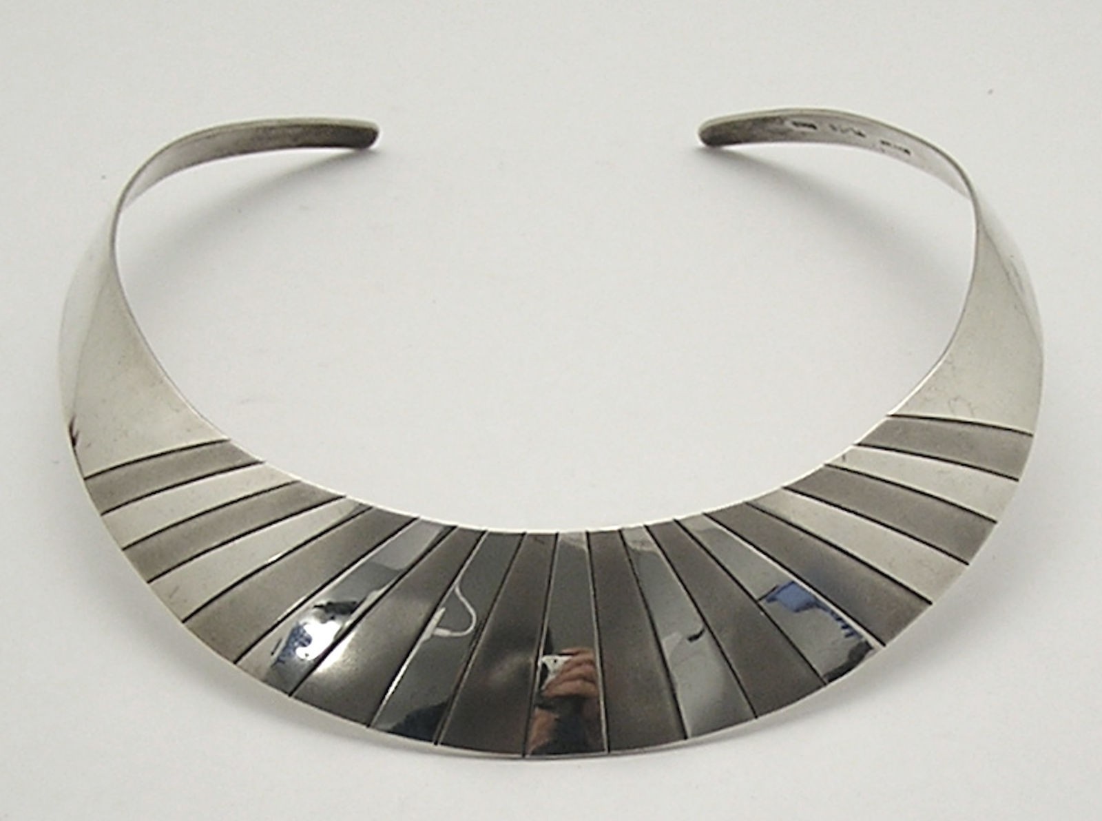 Stunning Taxco Modernist Sterling Collar Torque Necklace Signed Mexico TL-26 42g