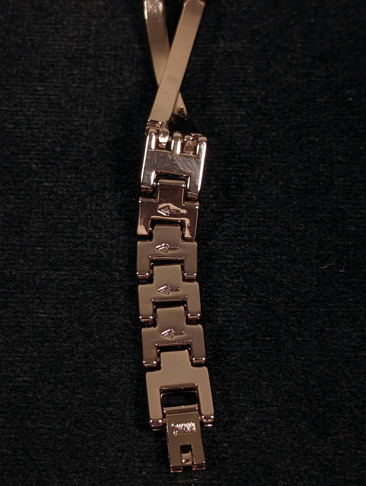 Brown Dial Crystal Accent Rectangle Case Link Bracelet Band Watch Womans 7.25 in