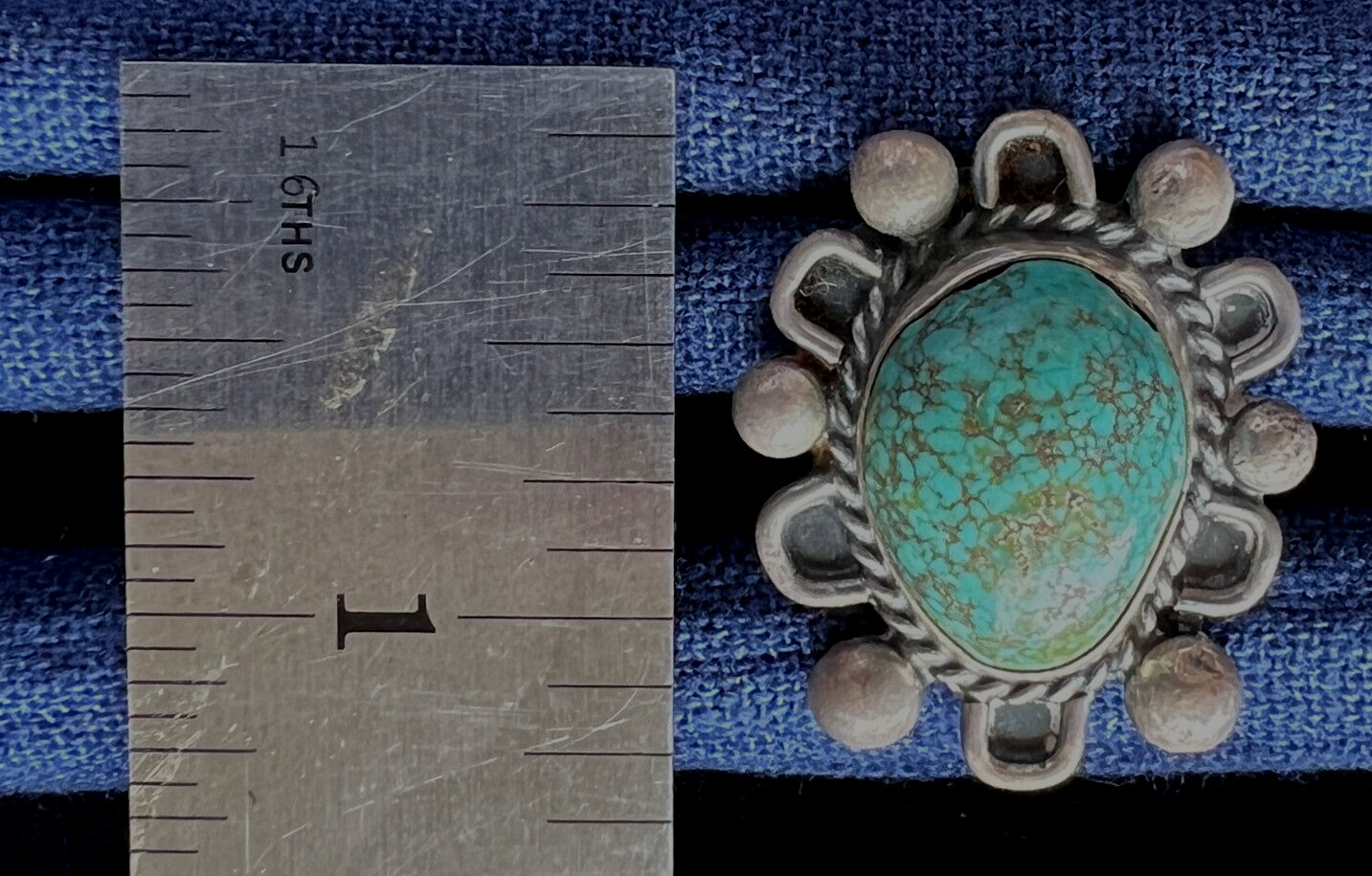Native American Silver Turquoise Ring Not Signed Size 5