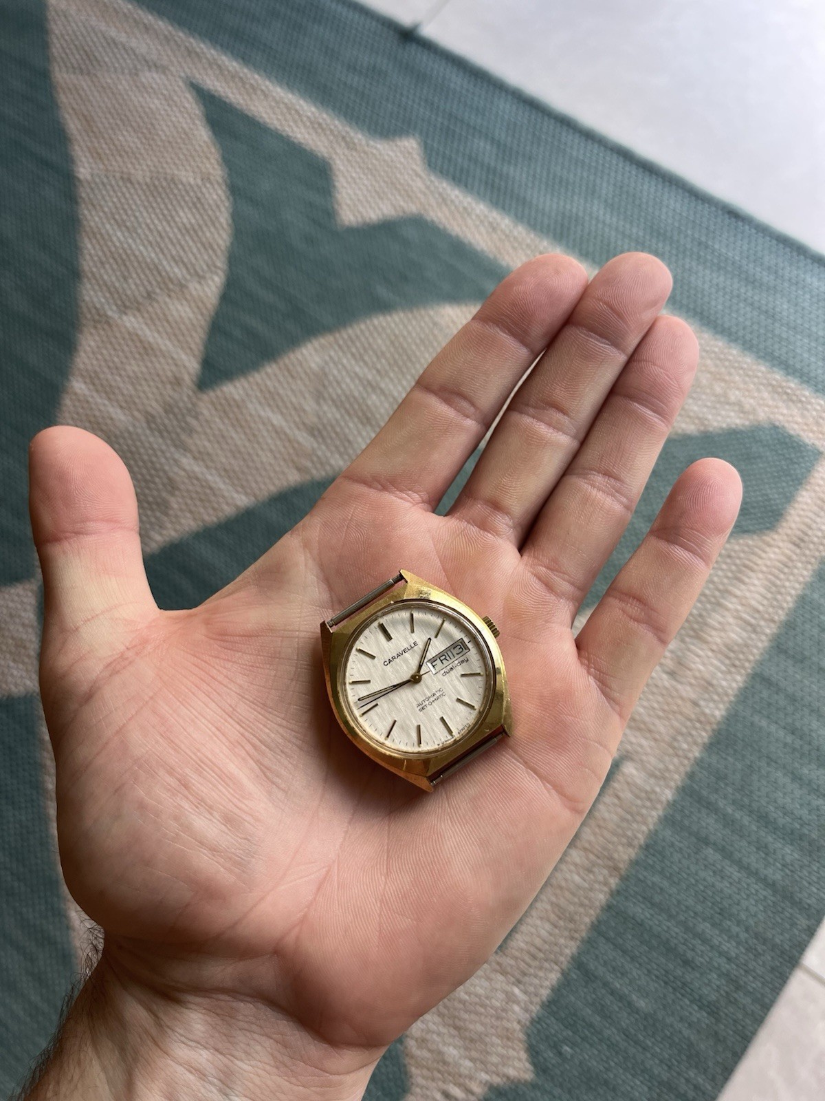 Caravelle Automatic Set-O-Matic Dual Date Wristwatch (015)