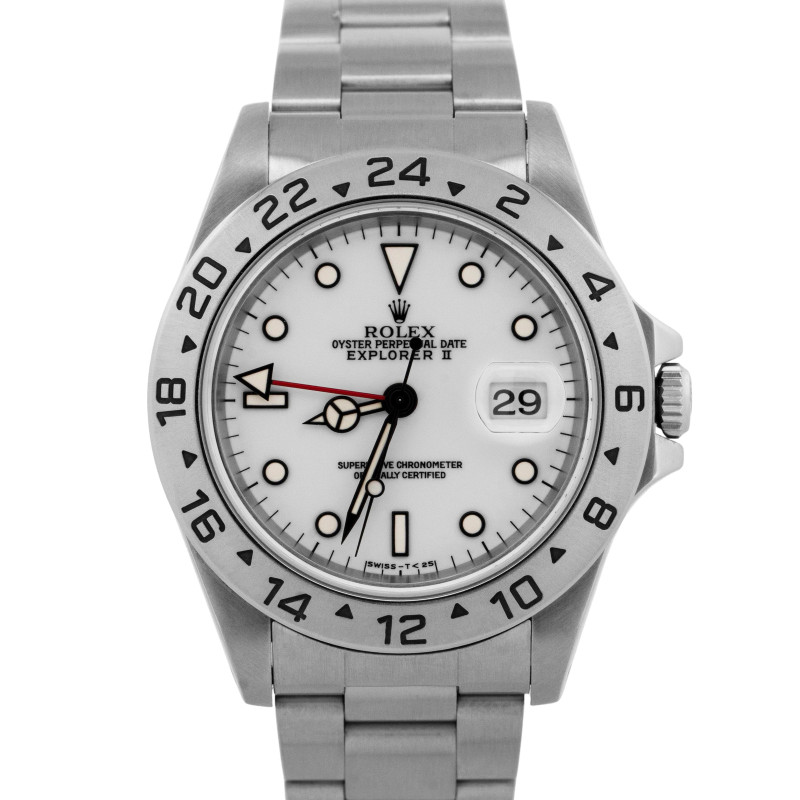 PAPERS Rolex Explorer II WHITE Stainless Steel 40mm 16570 Oyster GMT Watch BOX