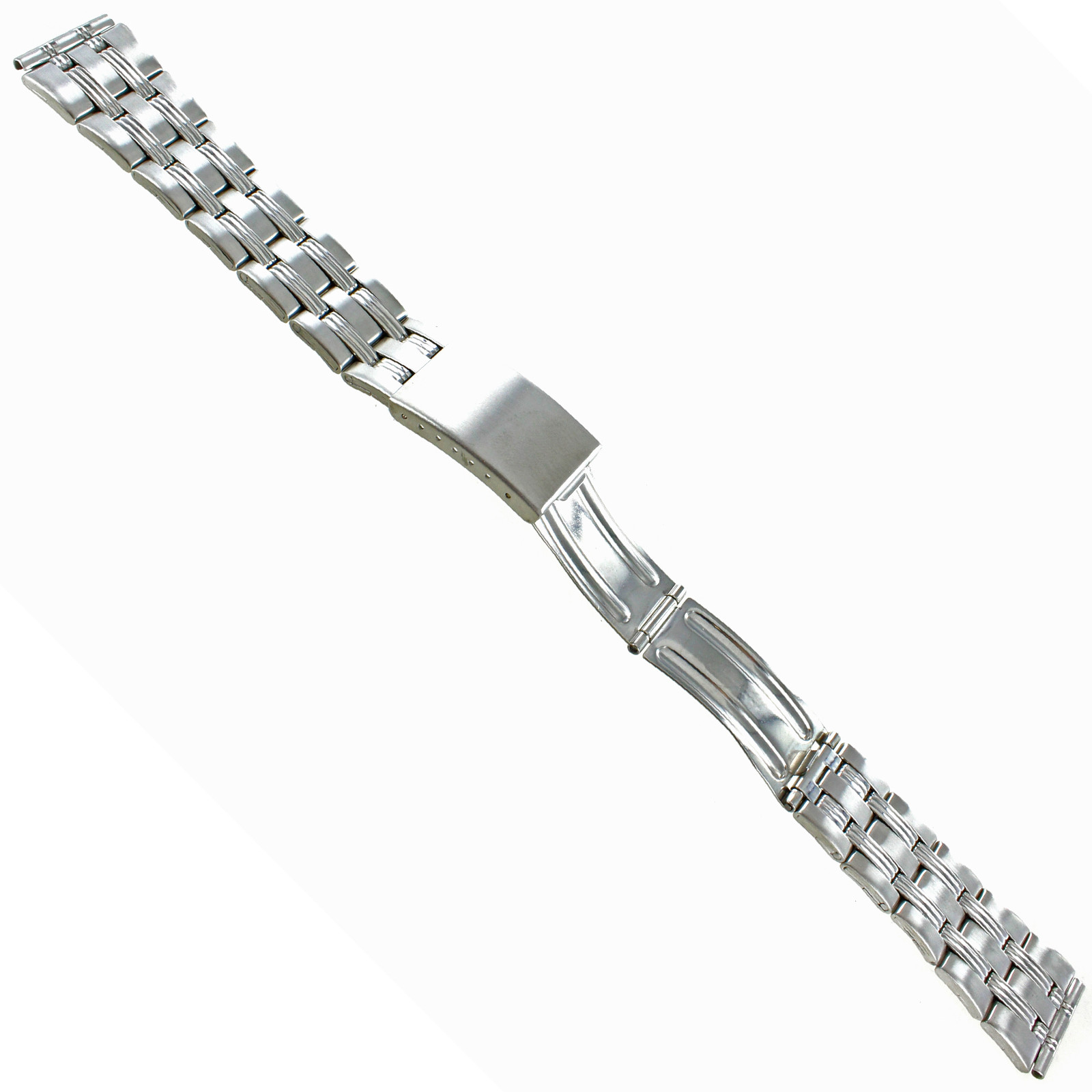 18mm or 20mm Hirsch Silver Triple Stripe Stainless Band Clasp Watch Band 5600