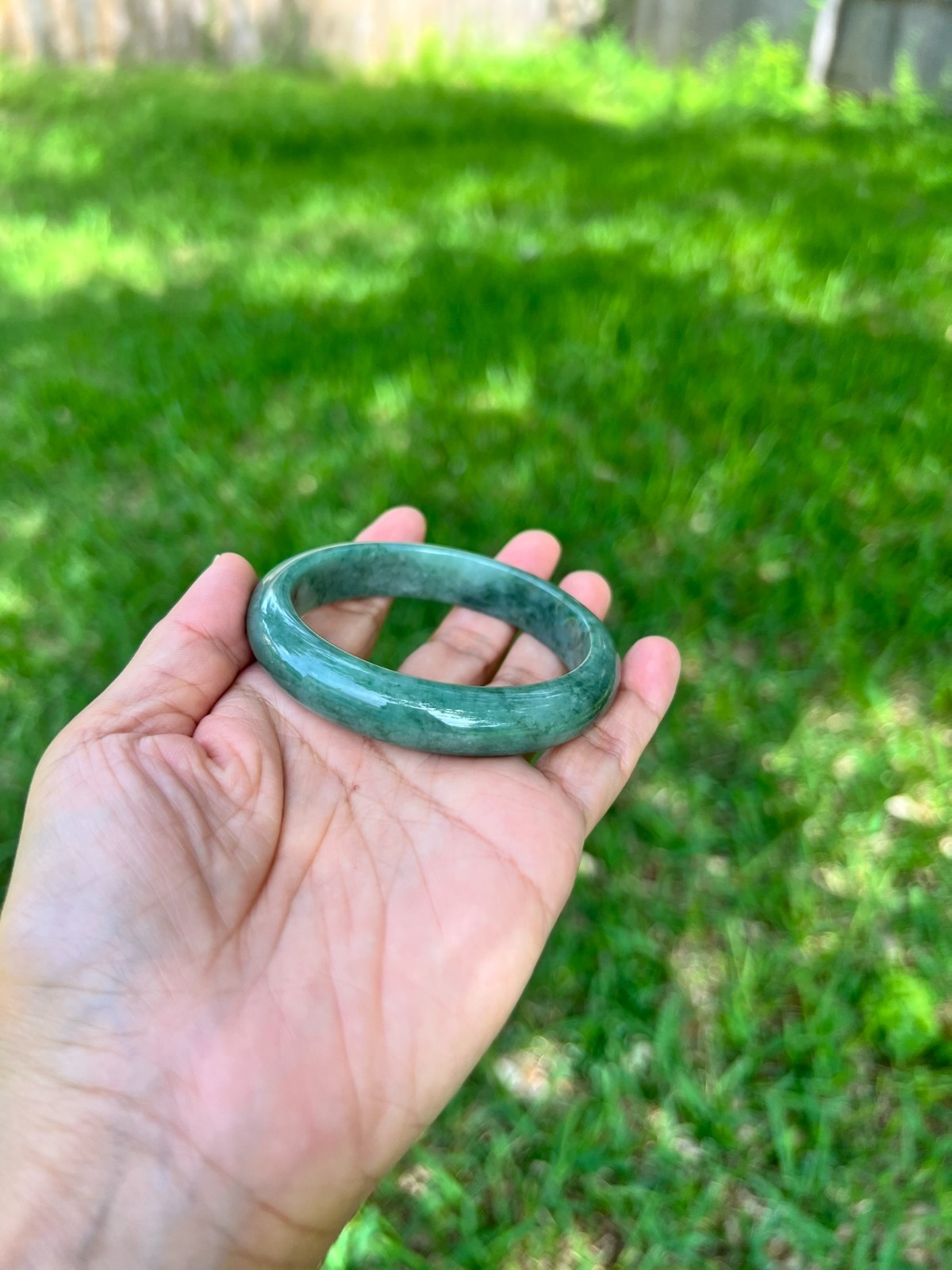 Full Rich Green 100% Natural Grade A Jadeite Jade Bangle Bracelet 57.8mm H186