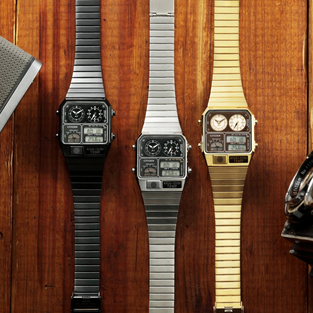 【CITIZEN】Record Label Ana-Digi Temp JG2103-72X Gold Quartz Watch Japan limited