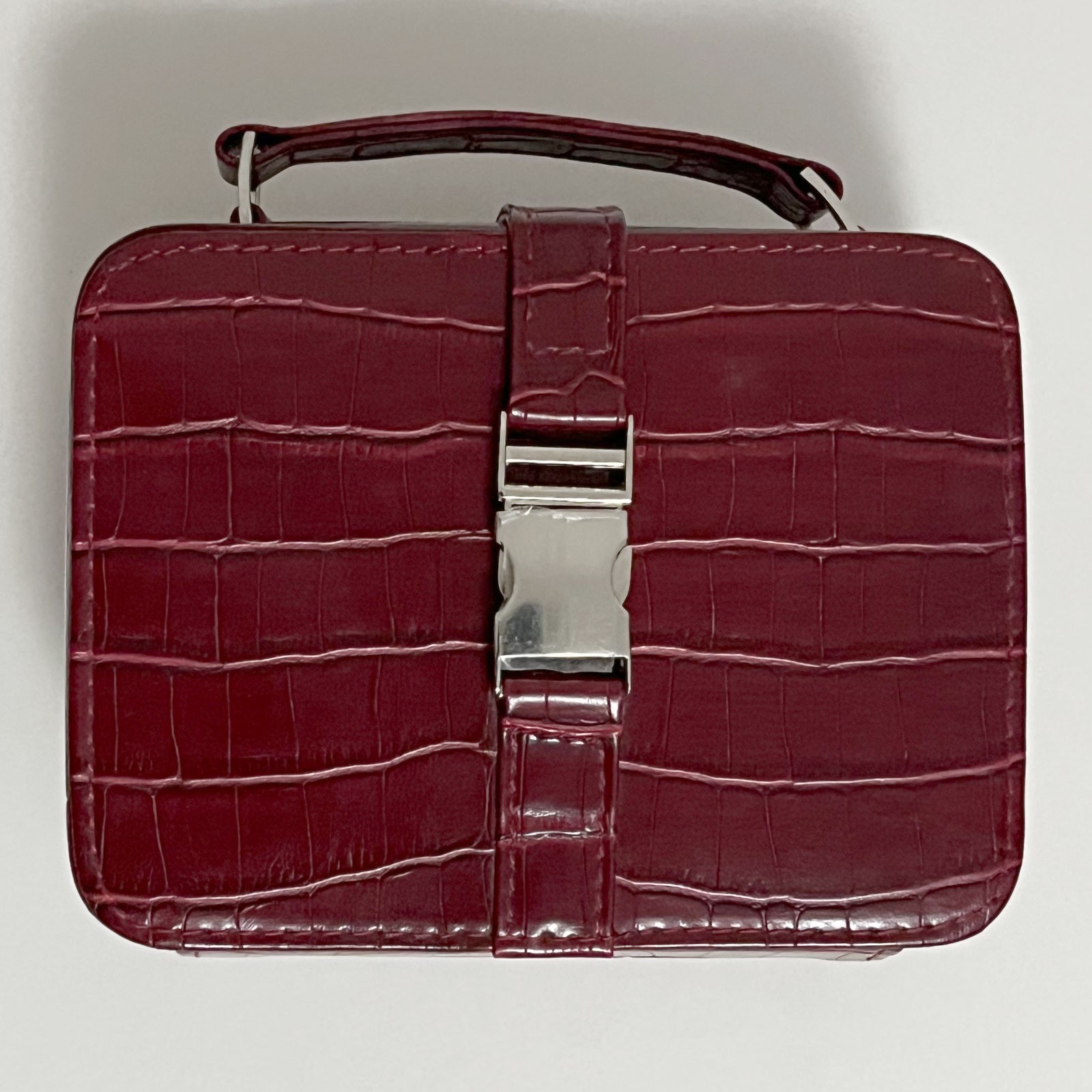 Mini Red Travel Jewelry Box with Handle