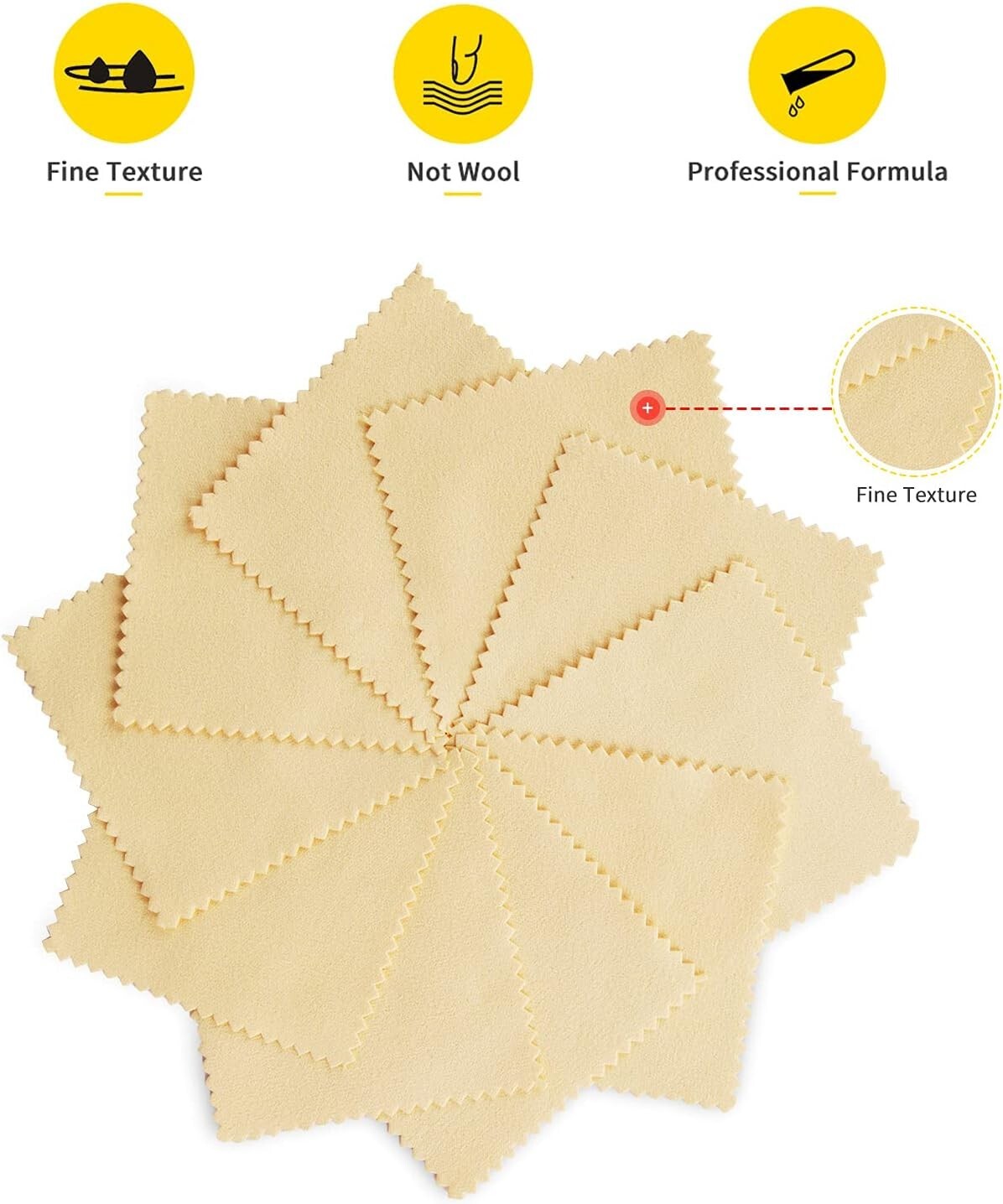 100 Pcs Jewelry Cleaning Cloth for Sterling Silver Gold Platinum – Yellow