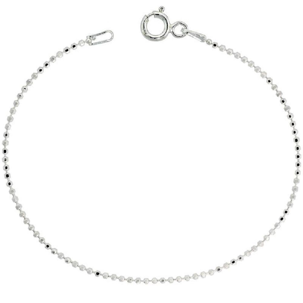 Sterling Silver Diamond Cut Bead, Ball Chain Necklace 1mm, 1.2mm, 1.5mm, 2mm