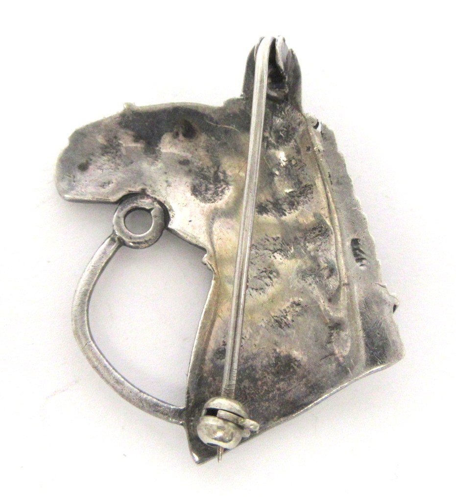 Sterling Silver w Marcasites Horse Head Pin – 1.25″ x 1.25″