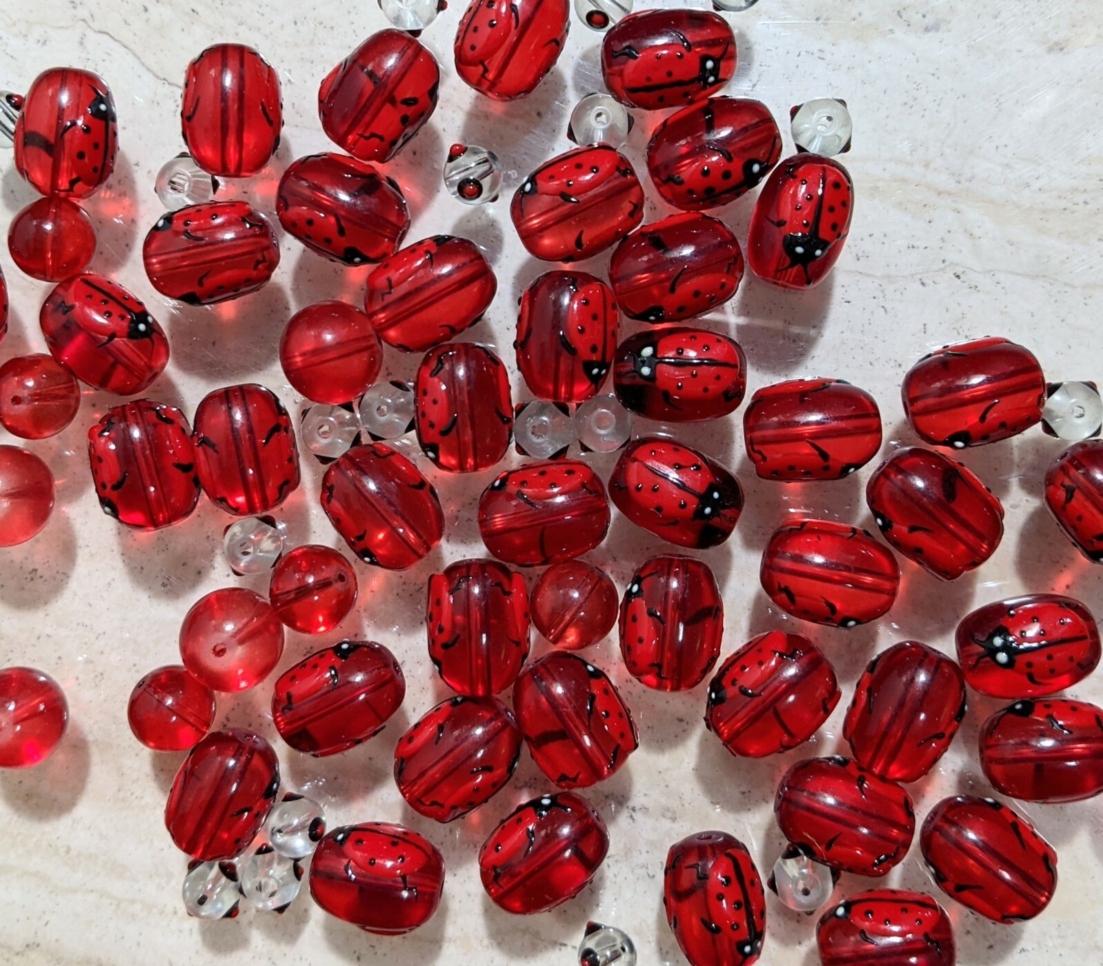 Ladybug Beads Glass Beads For Bracelet Making Garden Lucky 13mm RED Oval 20 pcs
