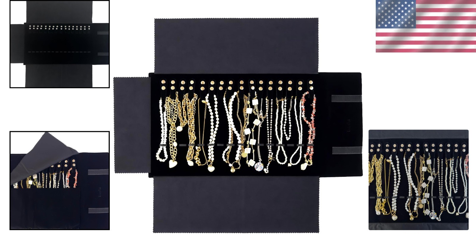 Jewelry Organizer Storage Bag Roll Velvet Travel Case for Earrings Necklaces