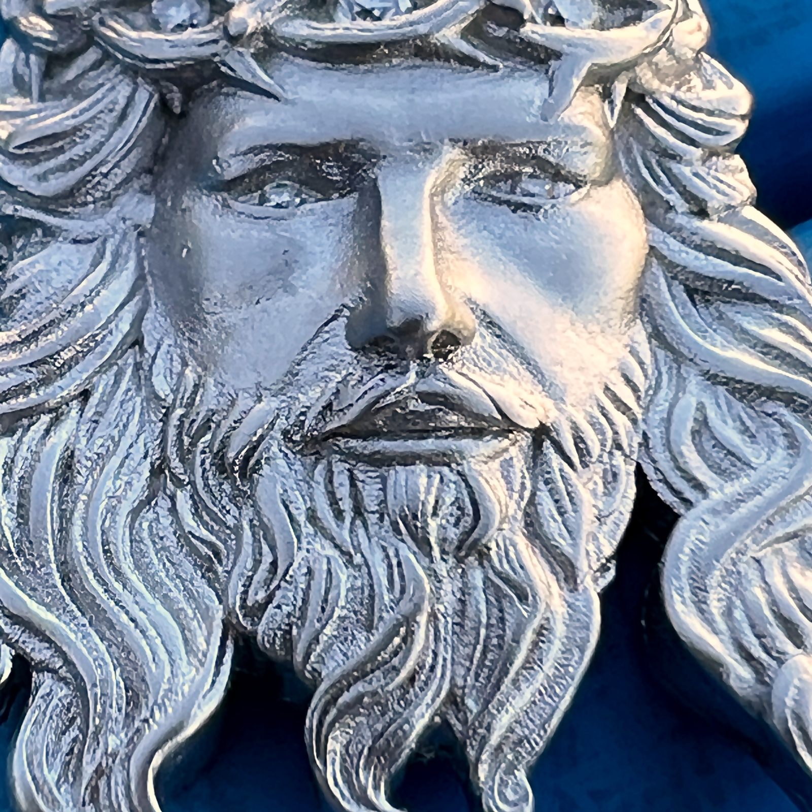 925 Sterling Silver Matte Sandblast Jesus Head Moissanite VVS D Pendant Small 1″