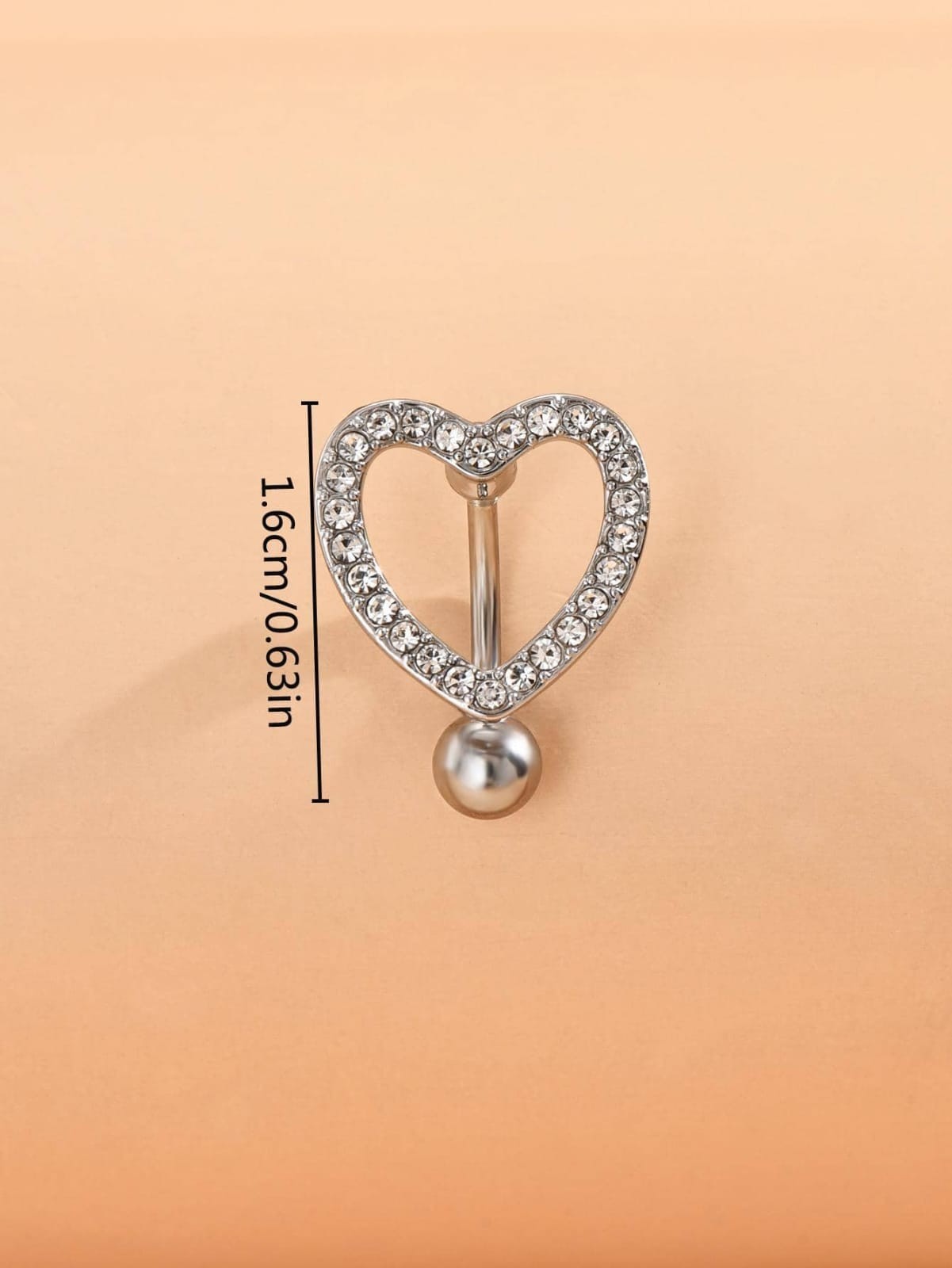 Heart Belly Button Ring Gold Tone Cubic Zirconia Navel Bar Body Piercing Jewelry