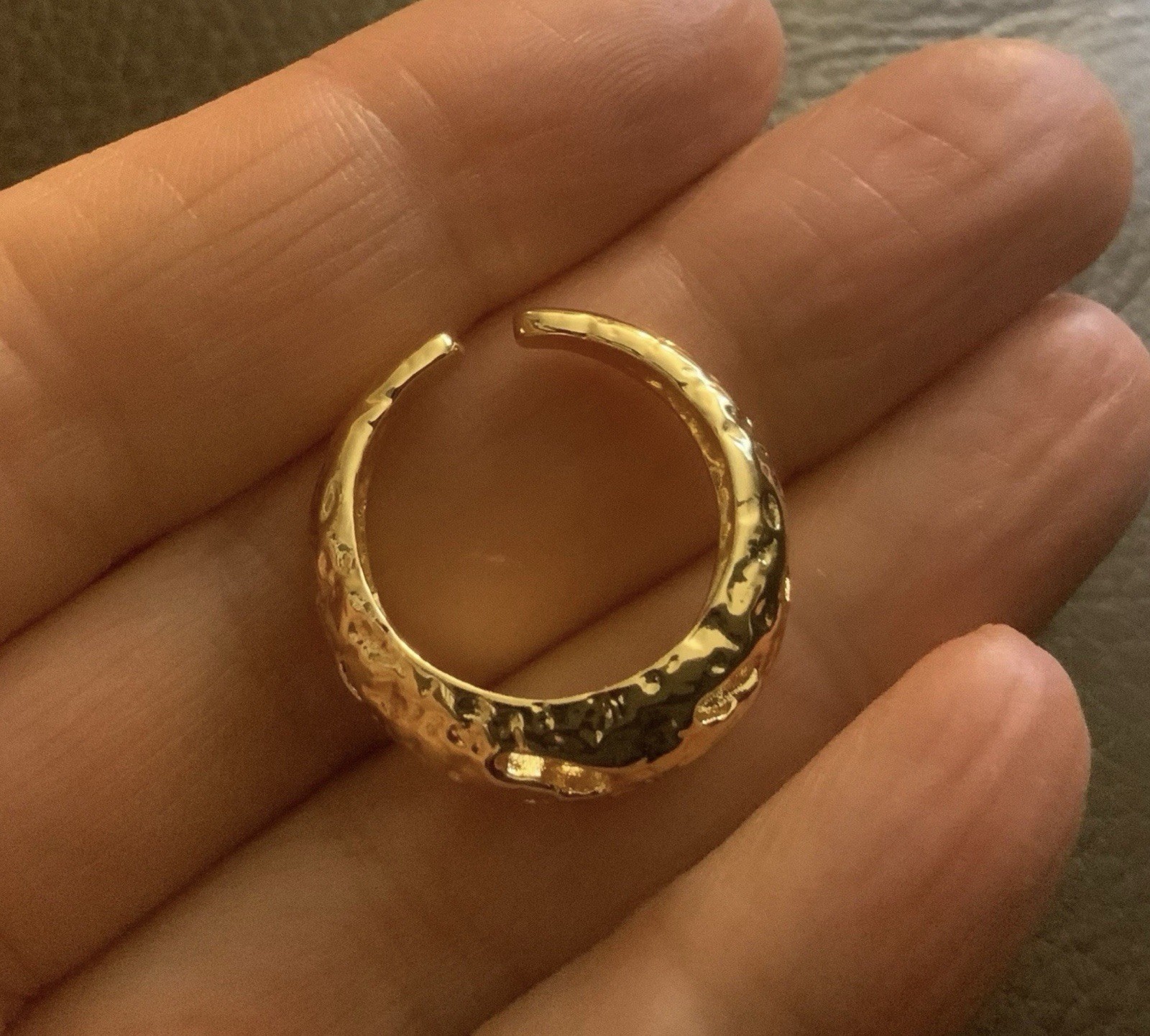 Artisan Abstract Molten Hammered Ring Gold Sz 6 Boho Organic Openwork Modern