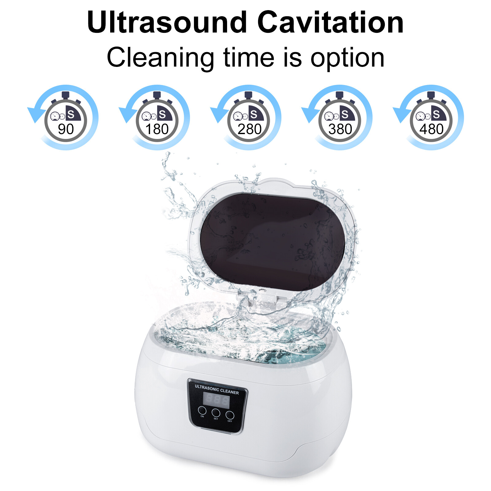 Uten Ultrasonic Jewelry Cleaner Digital Sonic Cleaning Equipment 600ml 40000Hz