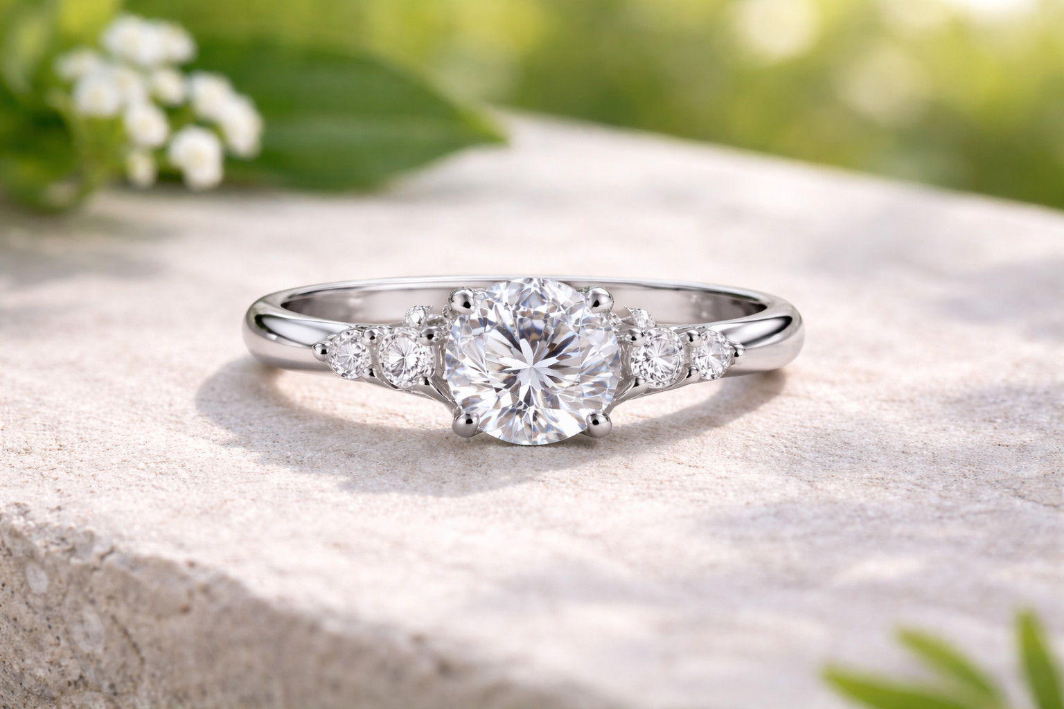 Round Cut Natural Diamond Wedding Ring 14K White Gold 3.05 Ct