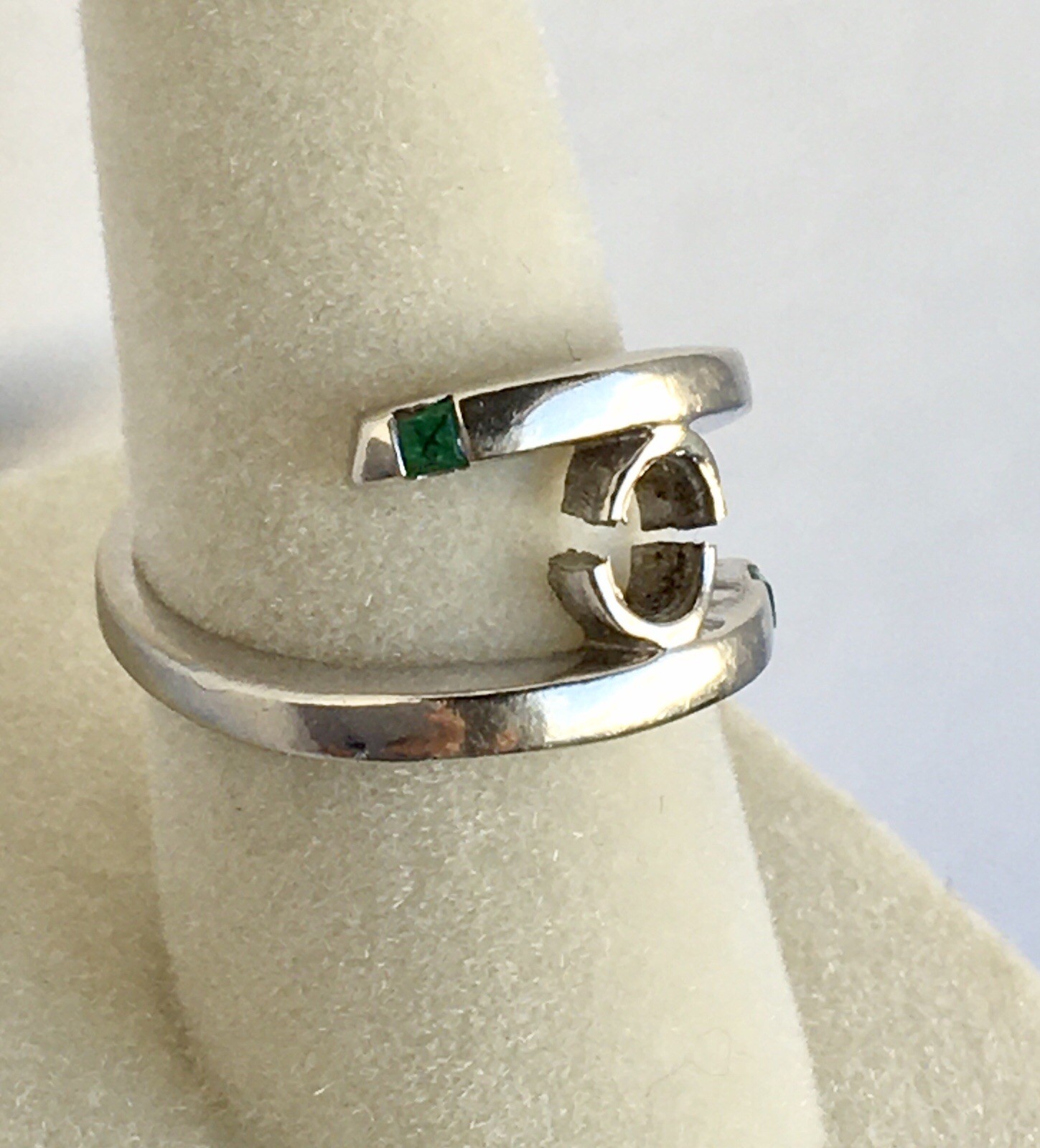 14K Solid White Gold 5g Custom Emerald Ring Remount Setting Size 5.5 Handmade