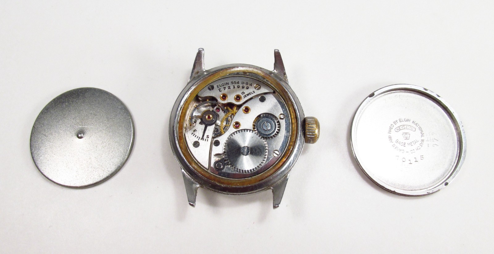 Vintage 1942 Elgin USA 15J Grade 554 WWII Military Style Mens Wrist Watch As-Is