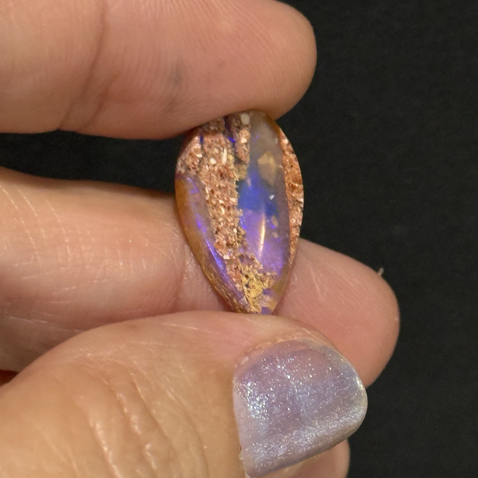 5.85ct 19.2x11x4.7mm Purple Crystal Pipe Australian Boulder Opal Cabochon Gem