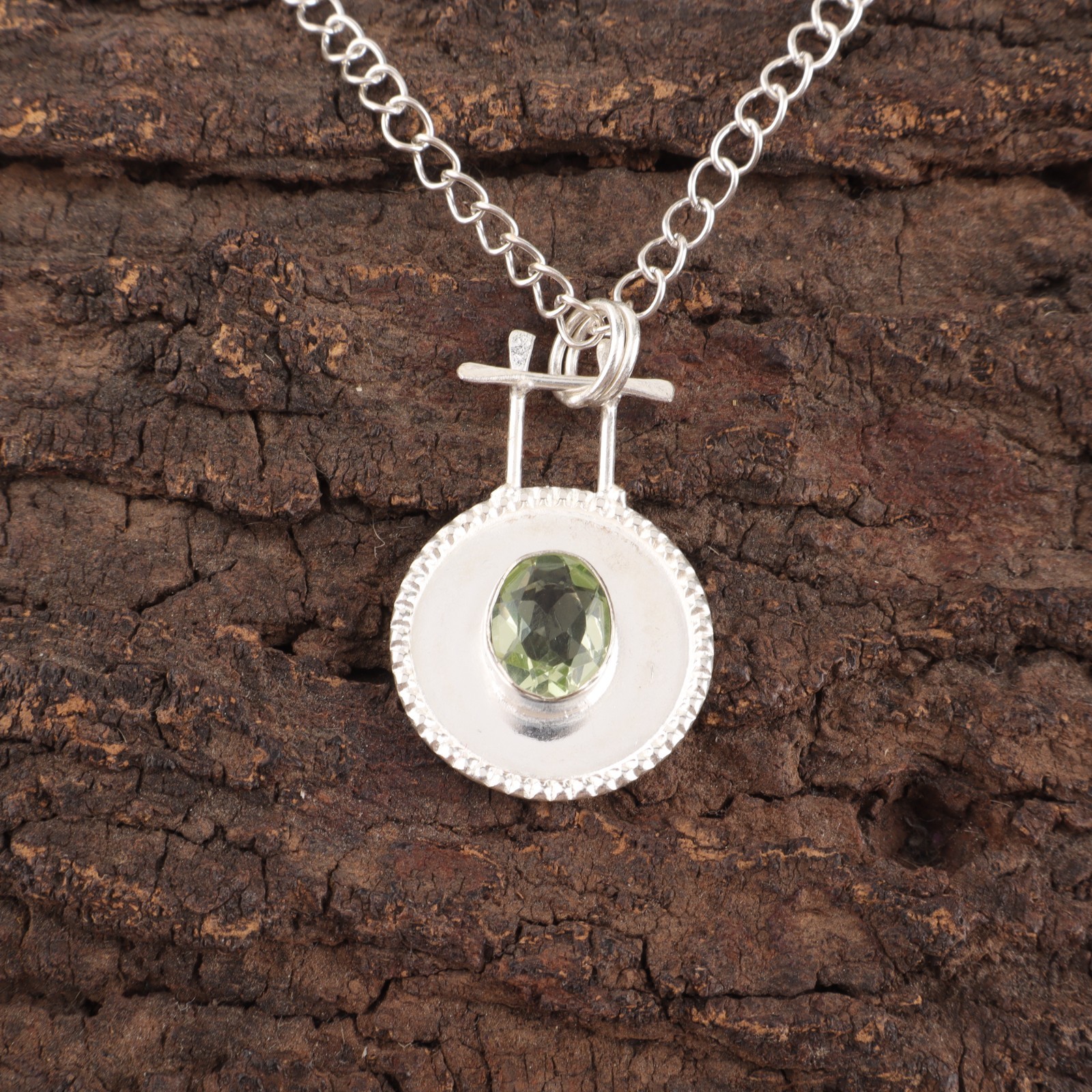 Green Amethyst Gemstone 925 Silver Handmade Halo Pendant 1.4″ For Birthday Gifts