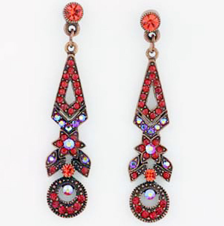 ICON 2 in BLUE MULTICOLOR GOLD BLACK RED CRYSTAL DROP SILVER TONE EARRINGS NEW