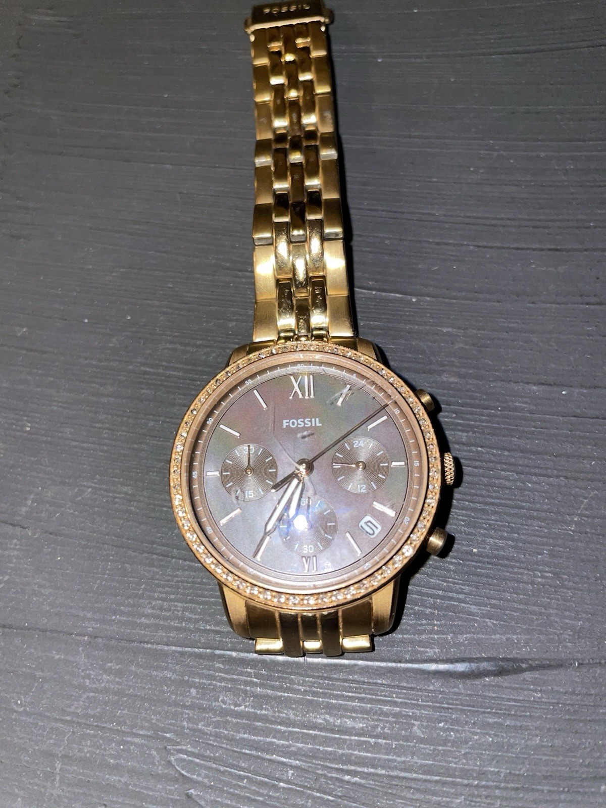 Fossil ES5218 Chronograph, Brown Dial, Running, Slight Scratch On Glass Running