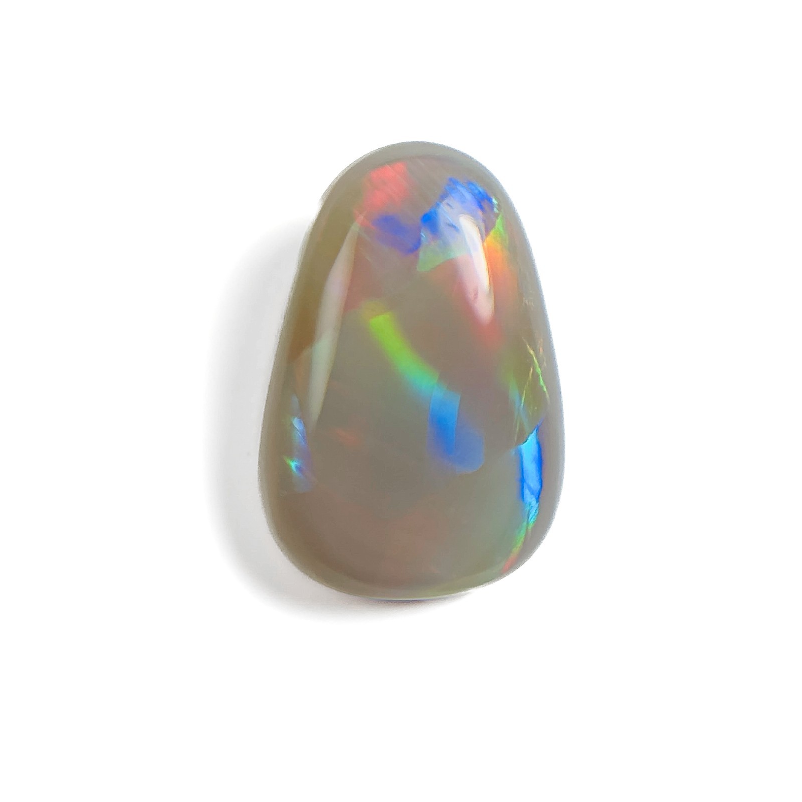 Semi Black Opal Red Multicolour 14x10x5 Cabochon Pear 4.6 Carat OPAL122