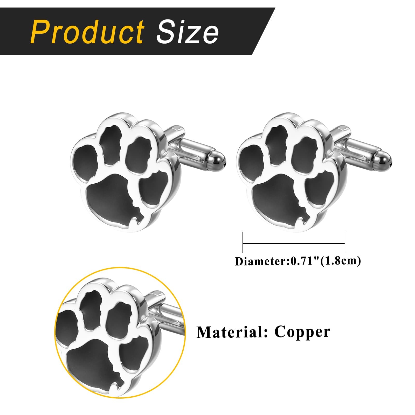 Men’s Pet Paw Print Dress Cufflinks Casual Business Accessories for Daily Wear