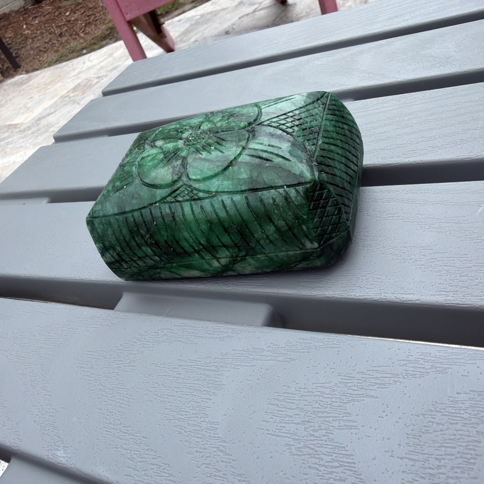 HIGH VALUE extremely large carved forest green emerald gemstone