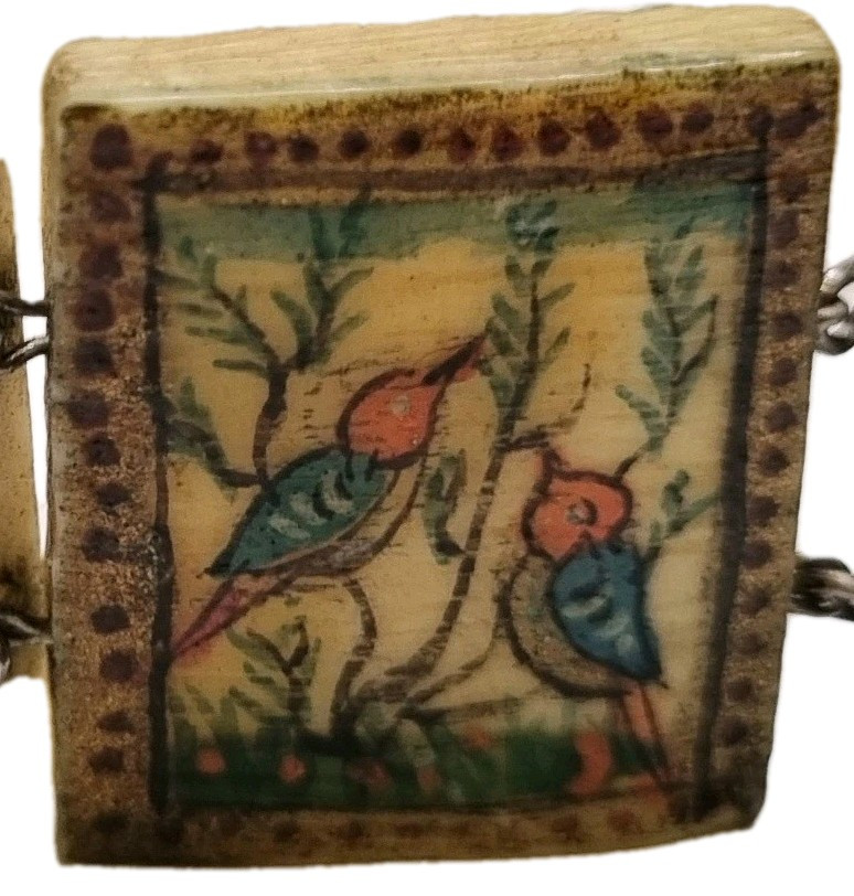 Antique Eastern European Folk Art Bone Panel Bracelet, Sterling Silver, c.1900