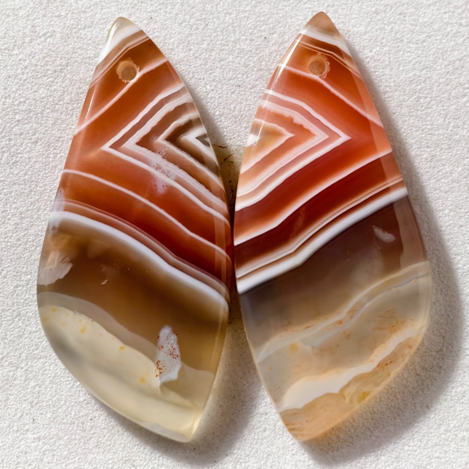 18 Cts Natural Botswana Agate Drilled Pair Cabochon Gemstone 28.3X12.9 MM