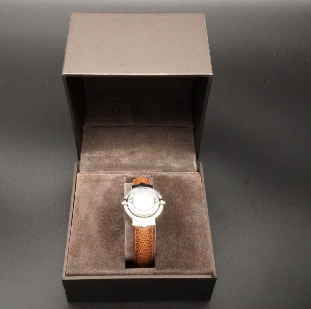 Gucci 6600L Turnface Brown Quartz Wristwatch Bangle Box Japan 0713258