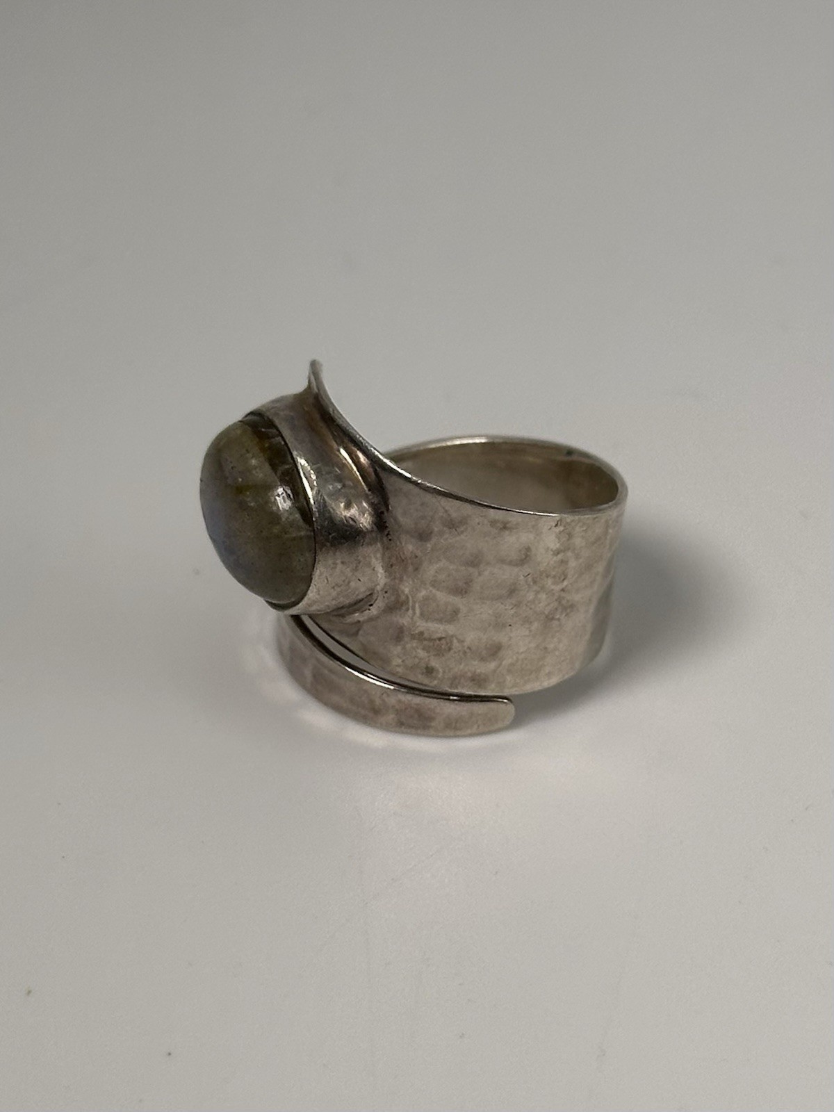 925 Sterling Silver Labradorite Spinner Adjustable Ring, Sz 6.5
