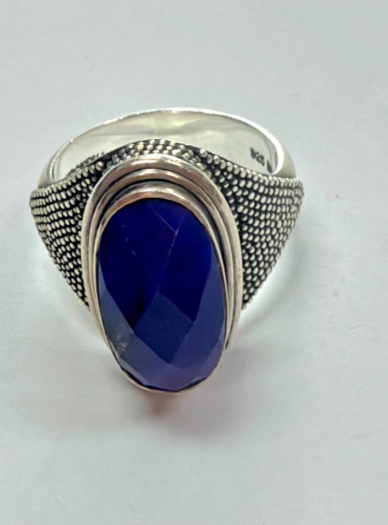 BA Suarti Sterling Silver RIng (Size 9) with Lapus Lazuli Stone [076DUW]