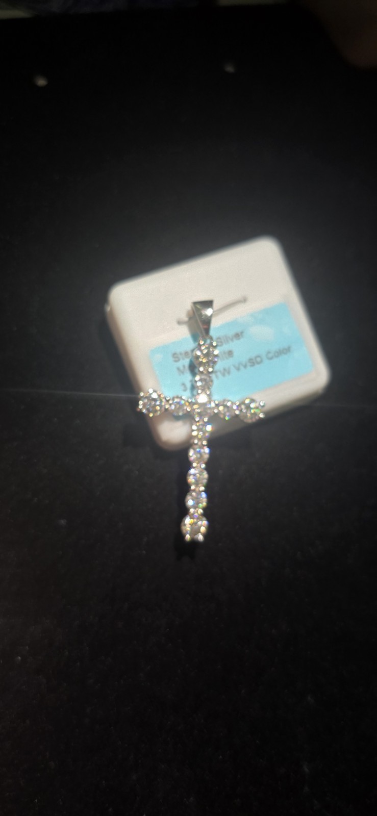 Sterling Silver 925 Moissanite Tennis Cross Religious
