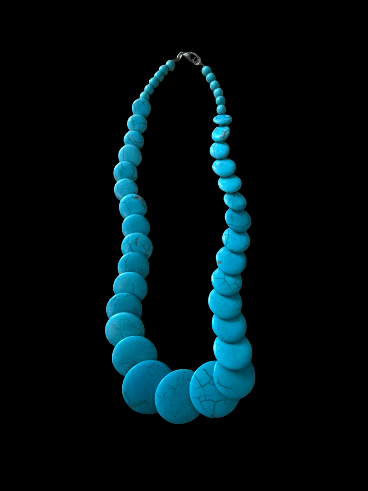 Graduated Turquoise Howlite Disc Bead Statement Southwestern Stone Necklace