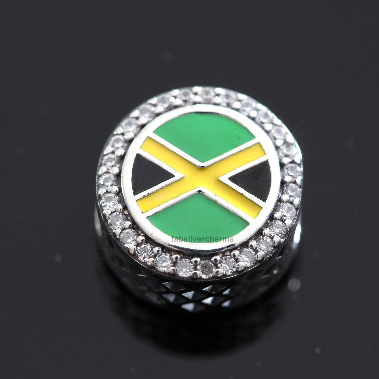 Authentic Pandora Jamaica Flag Heart Charm + BOX