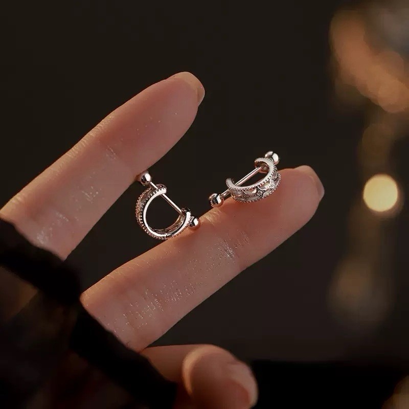 925 Silver Cartilage Stud Earrings Helix Barbell Ear Piercing Vintage Hoop 436