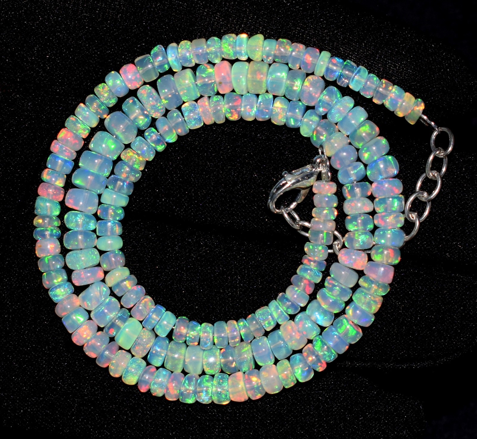 16″ Natural Ethiopian Welo Fire Opal Necklace – Genuine Opal Gemstone Beads