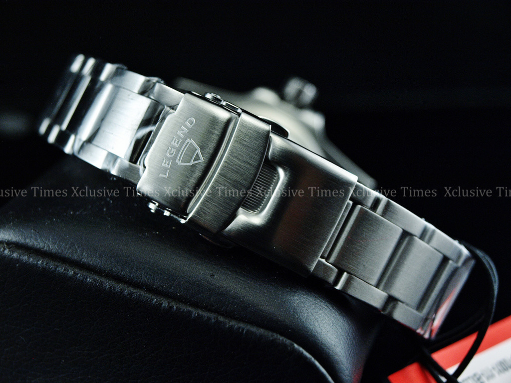 RARE Legend Men 200m Deep Blue Diver Midnight Black Dial Quartz SS Watch