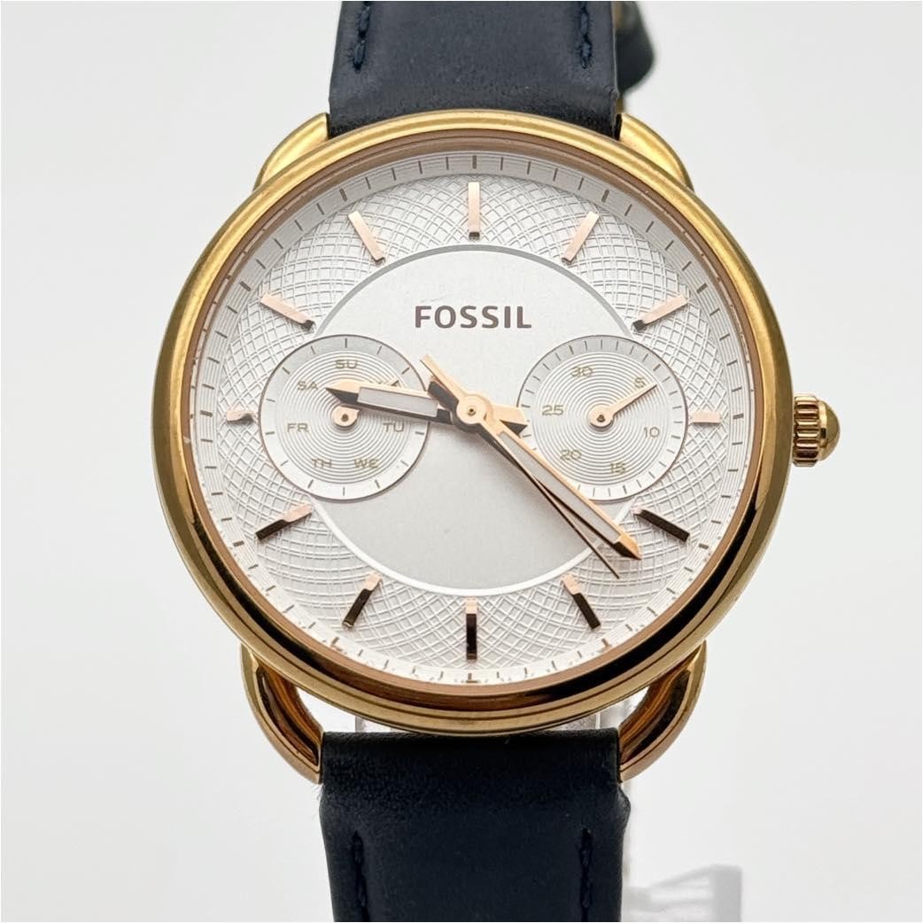 FOSSIL ES4260 Tailor Gold Dial Leather Quartz Ladies Watch Analog In hand