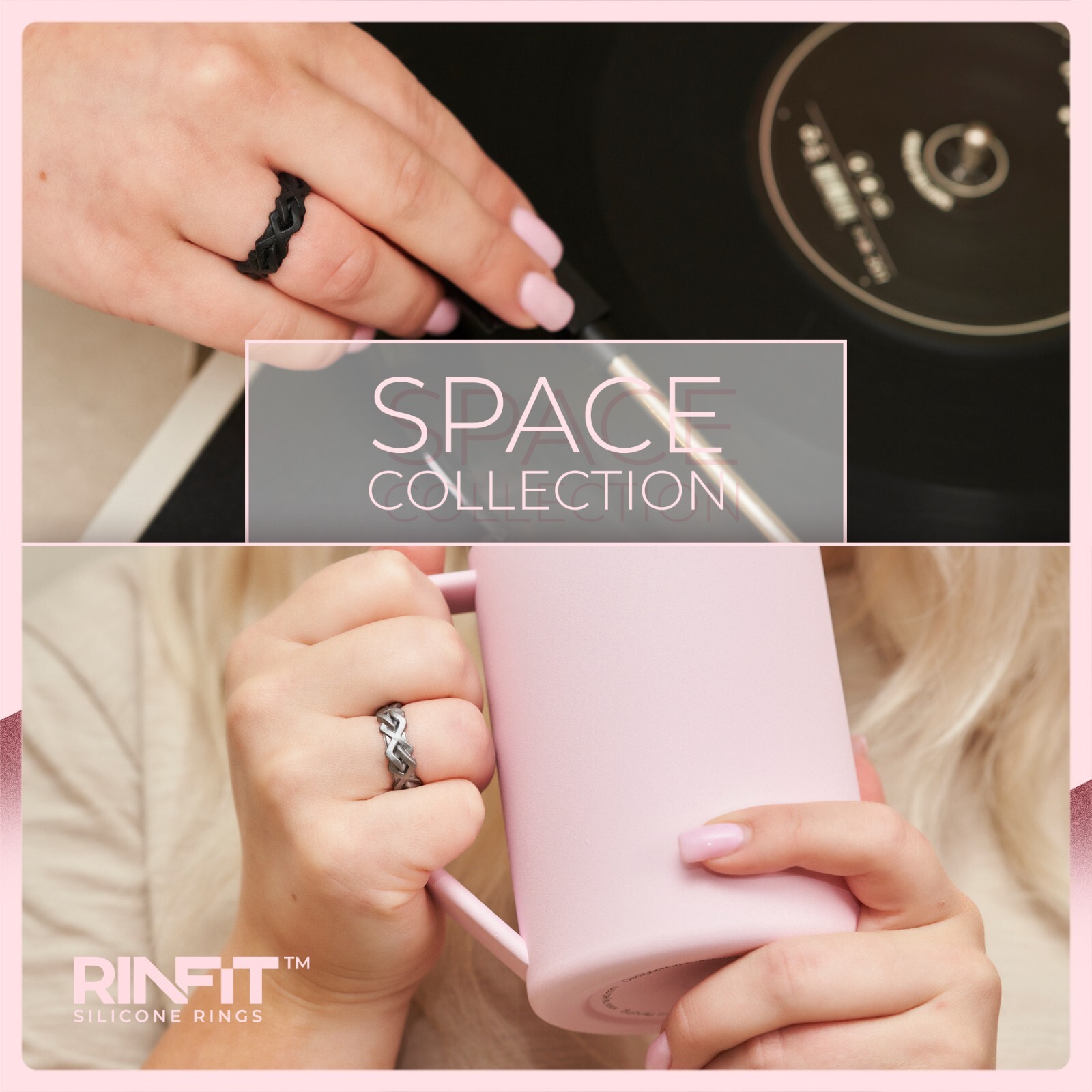 Rinfit Silicone Wedding Rings for Women. Stackable 4 Rubber Rings Set