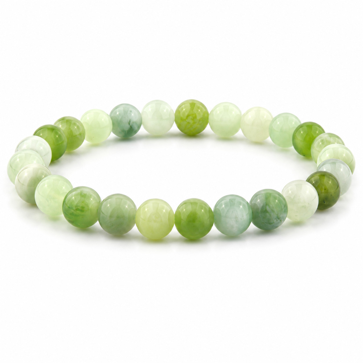 Green Serpentine Jade Light Gemstone Bracelet Natural Stone 4mm / 6mm / 8mm